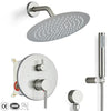 #1026 8-INCH BRUSHED NICKEL 2 FUNCTION SHOWER FAUCET SET SYSTEM RAINFALL SHOWER HEAD COMBO WITH MIXER VALVE